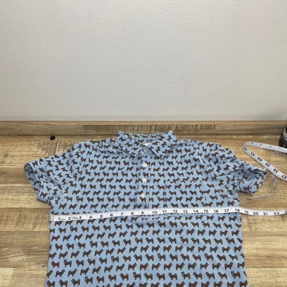 Uniqlo Michael Bastian M Blue Shiba Dog Print Cotton Polo Shirt Button Sleeve - Picture 6 of 7